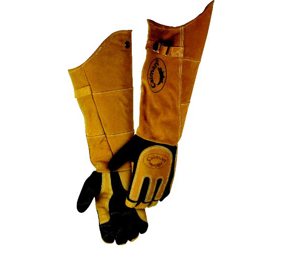 Caiman 1878-5 21-Inch One Size Fits All Genuine American Deerskin Welding Glove with Boarhide Leather Heat Shield and Cuff 